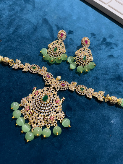 Pavithra Necklace Set - Pistachio