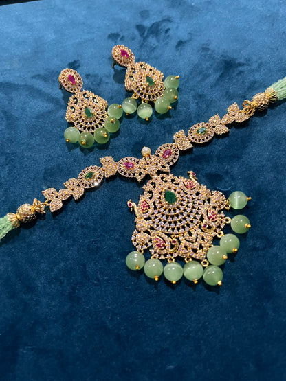 Pavithra Necklace Set - Pistachio