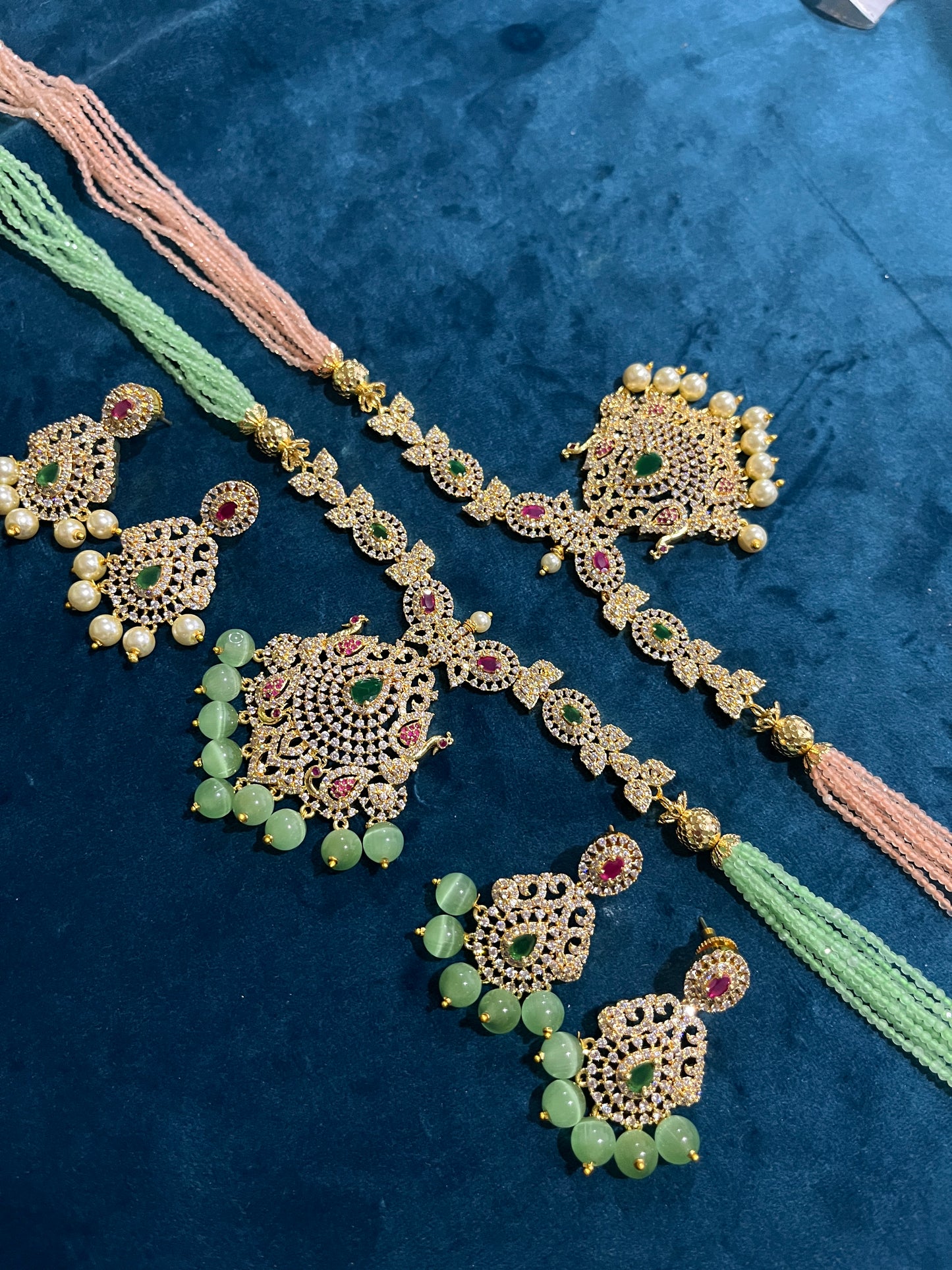 Pavithra Necklace Set - Pistachio