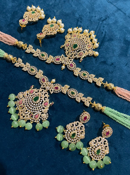 Pavithra Necklace Set - Peach