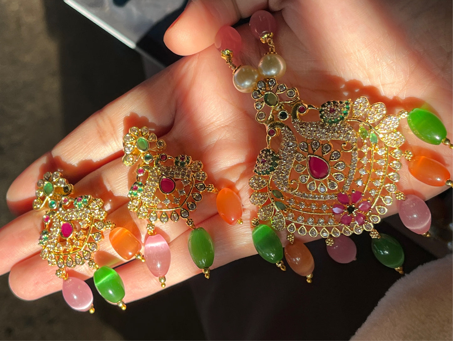 Shakthi Multi-coloured Glass Bead Necklace set