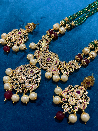Arasha Necklace and Earring set - Green