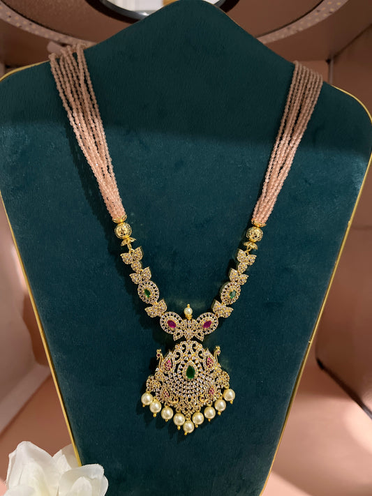 Pavithra Necklace Set - Peach