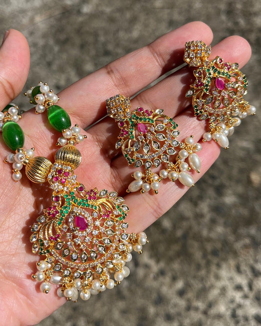 Mallipoo Necklace and Earring Sets - Green