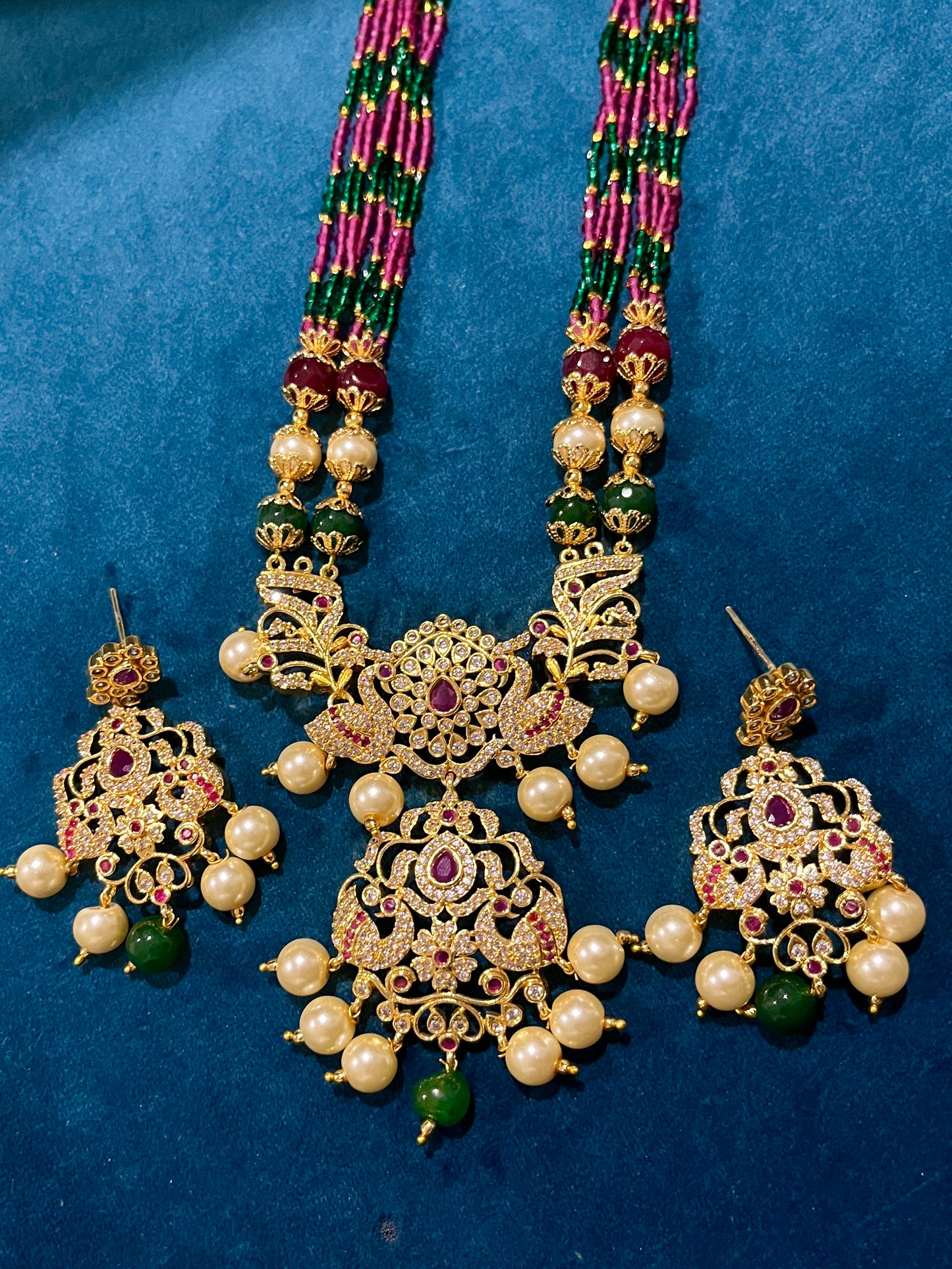 Arasha Necklace and Earring set - Pink