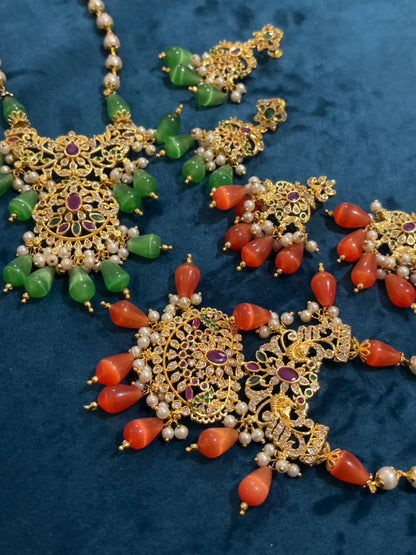 Arya Necklace and Earring Set - Orange