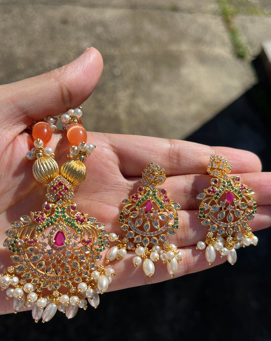 Mallipoo Necklace and Earring Sets - Orange