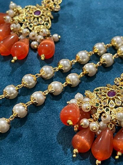 Arya Necklace and Earring Set - Orange