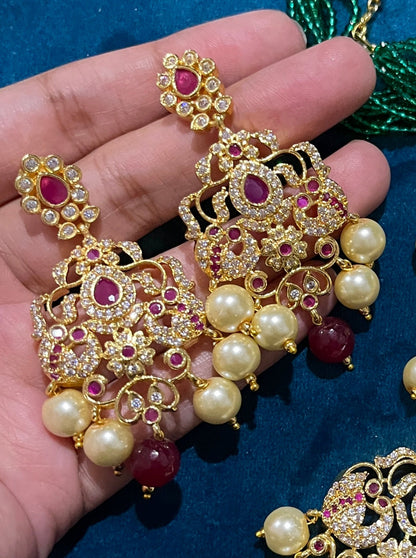 Arasha Necklace and Earring set - Green