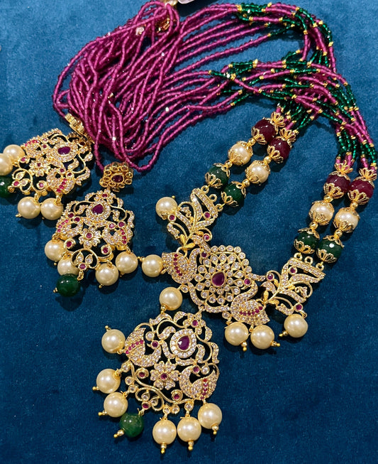 Arasha Necklace and Earring set - Pink