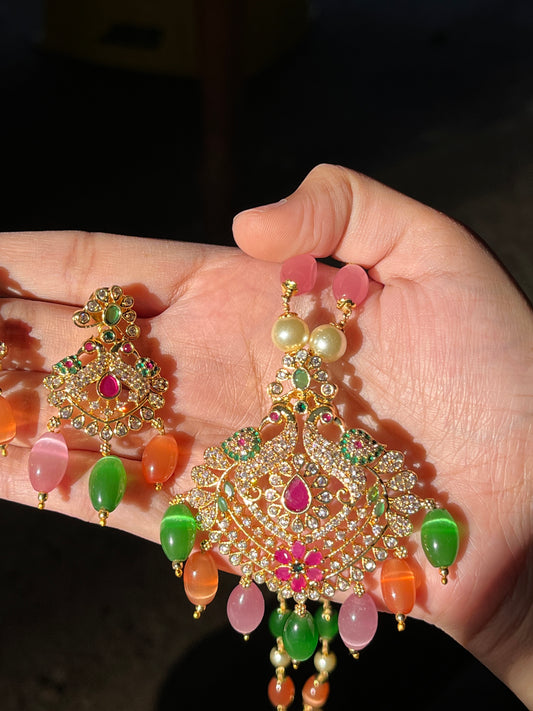 Shakthi Multi-coloured Glass Bead Necklace set